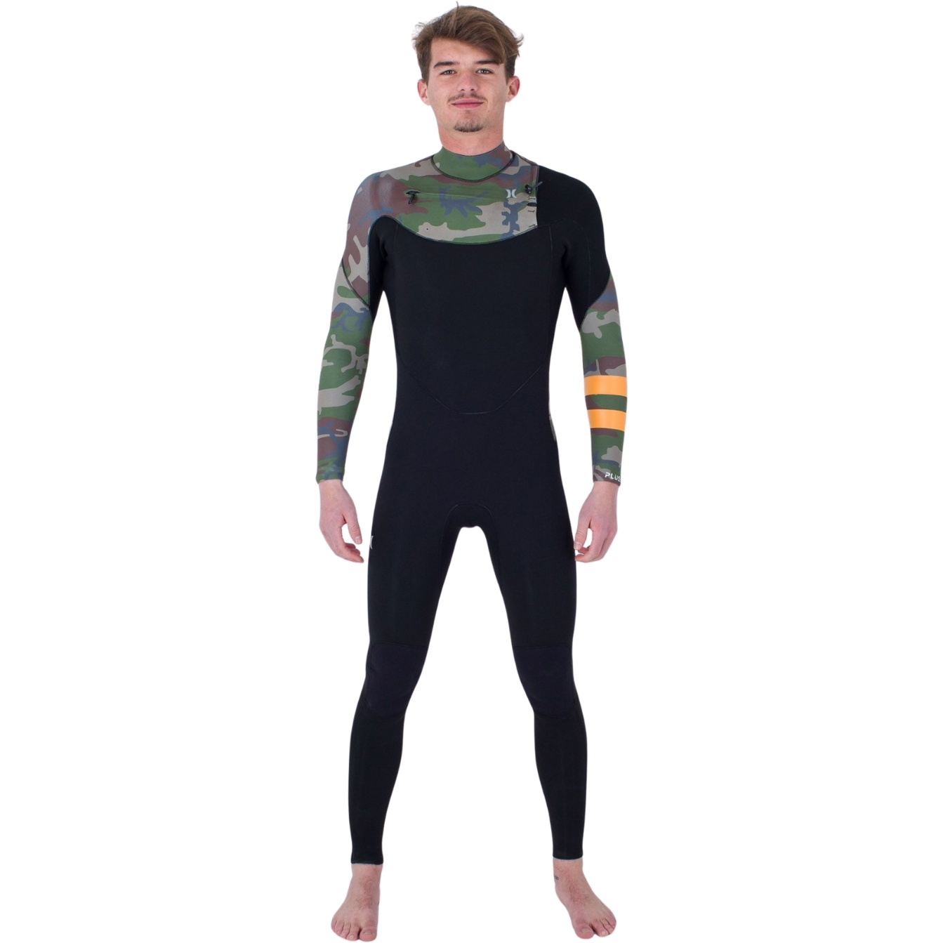 Hurley Mens Plus Printed 3/2mm Chest Zip Wetsuit MFS0012322 - Medium Brown